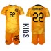 Günstige Niederlande Denzel Dumfries #22 Babykleidung Heim Fussballtrikot Kinder WM 2022 Kurzarm (+ kurze hosen)